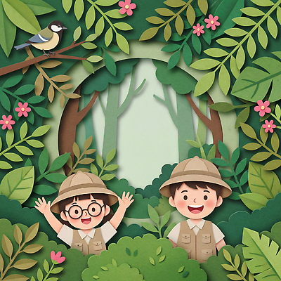 JPG 나무 동물 손 꽃 어린이 백그라운드 2 일러스트 자연 놀이 조류 초록색 친구 탐험 숲 즐거움 그림 동산 국내일러스트 식물 감정 컬러 관계 사람 신체부위 생태계 파일형식