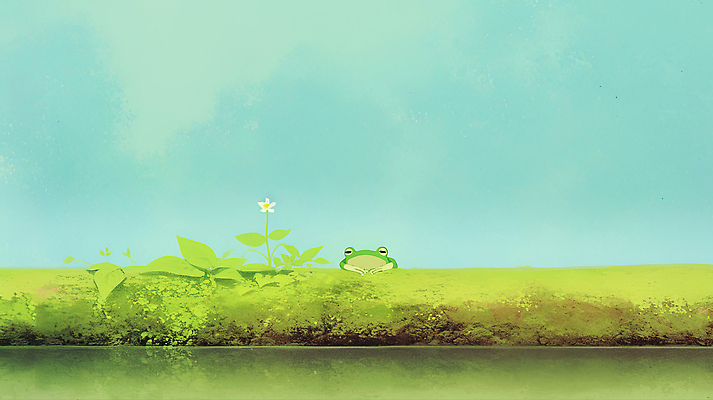 JPG 식물 동물 꽃 일러스트 자연 생명 개구리 풍경 평화 환경 습기 연못 수면 서식지 경칩 오후 국내일러스트 AI일러스트 AI콘텐츠 컨셉 양서류 물 절기 생태계 파일형식