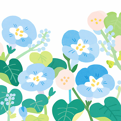 JPG 식물 디자인 꽃 예술 컬러 백그라운드 잎 일러스트 자연 수채화 그래픽 장식 초록색 파란색 봄 원예 장면 나팔꽃 조화 창의성 국내일러스트 AI일러스트 AI콘텐츠 계절 취미 생태계 파일형식