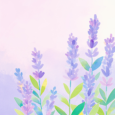 JPG 식물 디자인 꽃 화초 예술 백그라운드 잎 일러스트 자연 수채화 장식 초록색 여름 보라색 봄 그림 원예 조경 라벤더 색감 국내일러스트 AI일러스트 AI콘텐츠 계절 컬러 취미 허브 생태계 파일형식