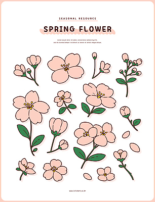 식물 디자인 계절 꽃잎 꽃 예술 컬러 잎 일러스트 자연 그래픽 장식 봄 방 벚꽃 꽃봉오리 화사함 자원 국내일러스트 AI파일 컨셉 생태계 파일형식 벡터