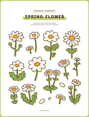 식물 디자인 계절 꽃 컬러 일러스트 봄꽃 자연 생명 초원 그래픽 디지털 성장 원형 즐거움 원예 이미지 자원 국내일러스트 AI파일 도형 감정 취미 봄 생태계 파일형식 벡터