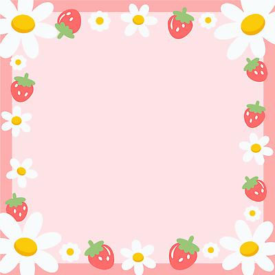 식물 디자인 꽃 예술 분홍색 컬러 백그라운드 패턴 일러스트 자연 딸기 프레임 그래픽 장식 여름 테두리 심플 꾸미기 생동감 아기자기 국내일러스트 AI파일 계절 컨셉 무늬 과일 생태계 파일형식 벡터
