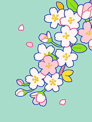 식물 꽃잎 꽃 컬러 백그라운드 잎 일러스트 자연 생명 수채화 풍경 봄 벚꽃 머리핀 그림 뷰티풀 국내일러스트 AI파일 계절 장신구 생태계 파일형식 벡터