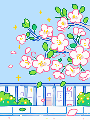 나무 식물 사계절 꽃잎 꽃 컬러 백그라운드 잎 일러스트 자연 하늘 거리 풍경 생활 장식 초록색 햇빛 봄 벚꽃 머리핀 뷰티풀 국내일러스트 AI파일 계절 장신구 태양 생태계 파일형식 벡터