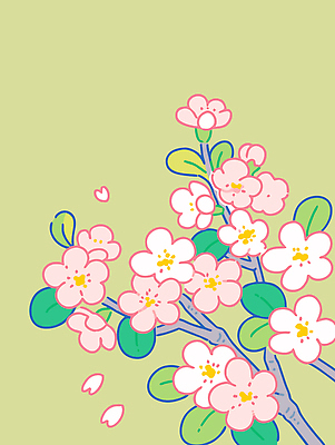 나무 식물 디자인 꽃잎 꽃 감정 예술 분홍색 컬러 백그라운드 일러스트 자연 생명 초록색 봄 벚꽃 표현 그림 뷰티풀 국내일러스트 AI파일 계절 생태계 파일형식 벡터