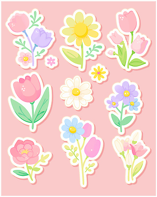 모양 디자인 꽃 예술 분홍색 컬러 꽃다발 백그라운드 스티커 일러스트 그래픽 장식 튤립 제조 배열 오브젝트 데이지 이미지 국내일러스트 AI파일 식물 파일형식 벡터