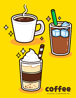 모양 디자인 커피 음료 컬러 일러스트 디저트 조명 컵 노란색 카페 달콤 맛 시원함 그림 생크림 아이스커피 국내일러스트 AI파일 식기 음식 컨셉 상점 크림 파일형식 벡터