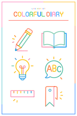 디자인 알파벳 컬러 일러스트 전구 자 그래픽 책 학습 필기구 연필 다이어리 사무용품 작업 그림 북마크 국내일러스트 AI파일 영어 교육 문구용품 학용품 파일형식 벡터