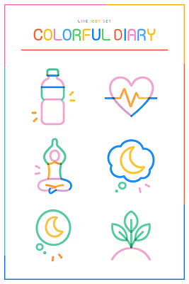 모양 식물 라이프스타일 디자인 선 상징 컬러 일러스트 건강 일상 세트 환경 달 심장 표현 물병 명상 그림 국내일러스트 AI파일 자연요소 라이프 생활 장기_의학 물통 파일형식 벡터