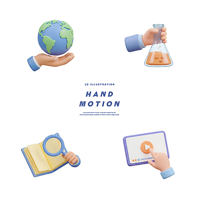 PSD 편집이미지 캐릭터 손 교육 과학 모션 실험기구 실험 손짓 책 학습 세계 지구본 자료 영상 편집3D 신체부위 3D 파일형식