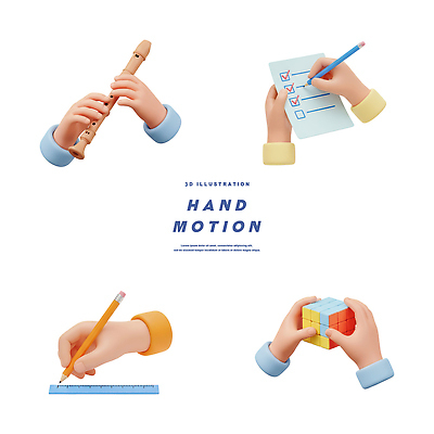 PSD 편집이미지 손 교육 악기 포즈 연주 손짓 학습 연필 공책 블록 도구 기록 플루트 연습 큐브 조립 창의성 편집3D 음악 모션 문구용품 학용품 관악기 신체부위 필기구 3D 파일형식