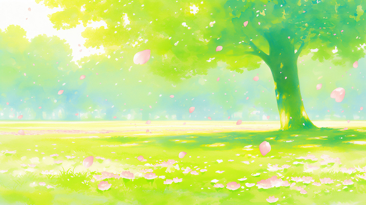 JPG 나무 식물 계절 공원 꽃잎 컬러 일러스트 자연 생명 풍경 잔디 햇빛 봄 공간 떨어짐 뷰티풀 국내일러스트 AI일러스트 AI콘텐츠 공공시설 꽃 컨셉 태양 생태계 파일형식