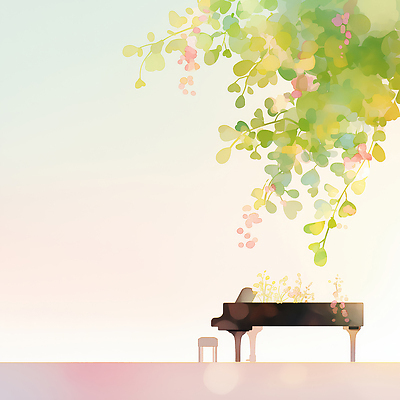 JPG 나무 꽃 음악 잎 연주 일러스트 자연 아침 바람 조명 사람 앉기 풍경 햇빛 정원 소리 공간 피아노 순간 오후 국내일러스트 AI일러스트 AI콘텐츠 주간 자연요소 식물 모션 날씨 문화예술 태양 건반악기 생태계 파일형식