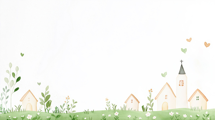 JPG 식물 꽃 나비 백그라운드 일러스트 자연 하늘 주택 풍경 잔디 초원 성당 교회 마을 환경 고요 공간 그림 심플 촌 국내일러스트 곤충 종교건축 건물 시골 생태계 파일형식