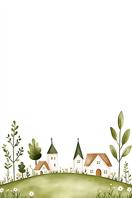 JPG 나무 식물 일러스트 가족 자연 하늘 주택 풍경 초원 건물 초록색 여름 교회 마을 정원 놀이터 숲 작음 평야 국내일러스트 AI일러스트 AI콘텐츠 건축물 계절 컬러 관계 종교건축 놀이 크기 생태계 파일형식