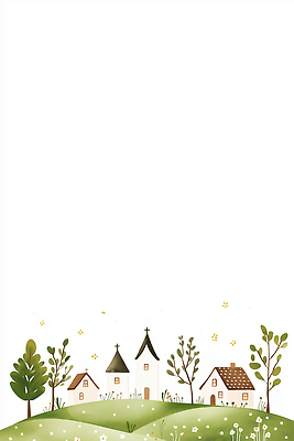 JPG 모양 나무 디자인 꽃 예술 컬러 백그라운드 일러스트 자연 주택 풍경 초원 마을 환경 다양 색칠 그리기 창의성 국내일러스트 AI일러스트 AI콘텐츠 식물 다수 모션 건물 생태계 파일형식