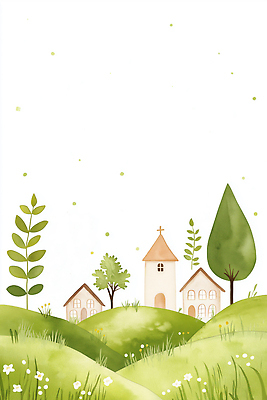 JPG 나무 식물 꽃 감정 여유 일러스트 자연 주택 풍경 초원 초록색 교회 숲 평지 세미원 국내일러스트 AI일러스트 AI콘텐츠 컬러 종교건축 건물 땅 생태계 수목원 파일형식