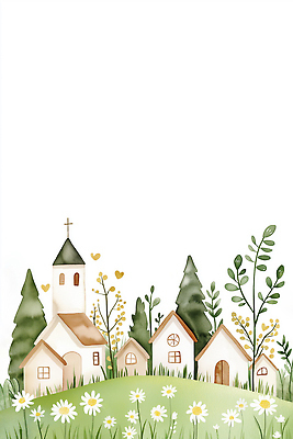 JPG 나무 전통 꽃 문화 일러스트 가족 자연 거리 주택 사람 풍경 건물 일상 교회 마을 고요 예배 조경 소통 공동체 국내일러스트 식물 건축물 컨셉 관계 종교건축 라이프 생태계 파일형식