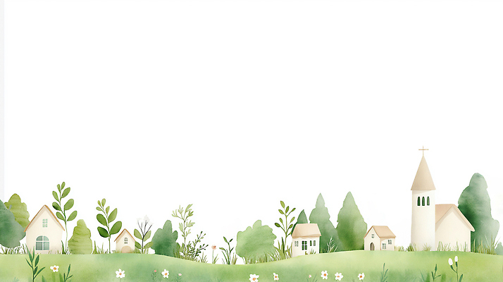 JPG 나무 식물 꽃 길 일러스트 자연 하늘 주택 풍경 초원 초록색 여름 햇빛 농장 교회 마을 시골 조경 단순화된 평야 국내일러스트 AI일러스트 AI콘텐츠 계절 컬러 농업 종교건축 건물 태양 생태계 파일형식