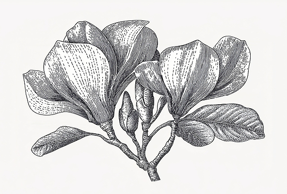 JPG 식물 꽃 잎 일러스트 자연 생물 환경 그림 생태계 조경 목련 조화 뷰티풀 국내일러스트 AI일러스트 AI콘텐츠 파일형식