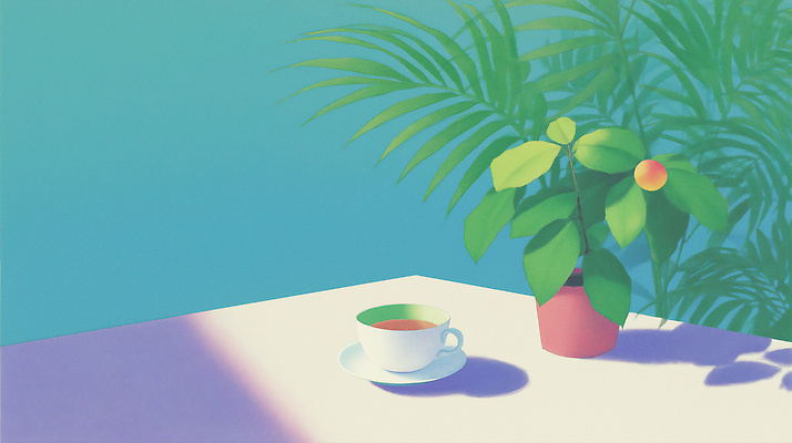 JPG 식물 디자인 백그라운드 잎 일러스트 자연 탁자 실내 일상 장식 컵 초록색 파란색 오브젝트 이미지 따뜻한음료 차마시기 평면 국내일러스트 AI일러스트 AI콘텐츠 식기 음료 컬러 가구 내부 라이프 마시기 생태계 파일형식