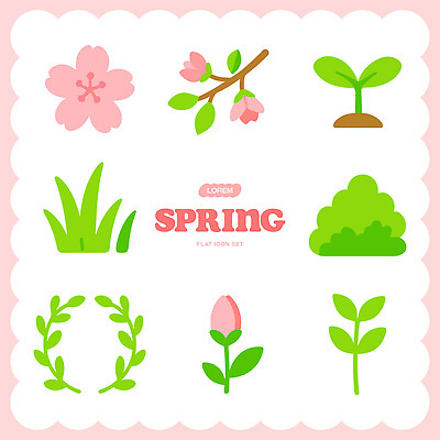 나무 식물 디자인 꽃 백그라운드 일러스트 자연 생명 잔디 그래픽 초록색 새싹 화환 봄 성장 숲 심플 조화 국내일러스트 AI파일 계절 컬러 생태계 파일형식 벡터