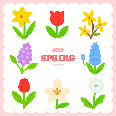 식물 아이콘 계절 생태계 파일형식 벡터 봄 꽃 창의력 디자인 그림 컬러 자연 디지털 그래픽 플랫아이콘 예술 다목적 일러스트 국내일러스트 AI파일