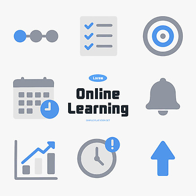 아이콘 디자인 교육 통계 그래프 그래픽 학습 자료 시간 목표 계획 알림 상승 온라인 체크리스트 2D아이콘 AI파일 컨셉 파일형식 벡터