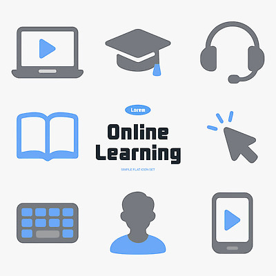 아이콘 교육 기술 책 노트북 스마트폰 학습 헤드셋 자료 플랫폼 클릭 온라인 소프트웨어 사용자 2D아이콘 AI파일 음향기기 교통시설 전자제품 핸드폰 스마트기기 헤드폰 파일형식 벡터