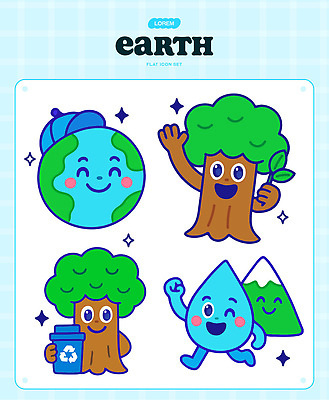 나무 캐릭터 손 디자인 지구 일러스트 자연 날씨 산 표정 웃음 초록색 물 파란색 환경 재활용 즐거움 그림 보여주기 일러캐릭터 AI파일 자연요소 식물 감정 컬러 모션 신체부위 친환경 생태계 파일형식 벡터