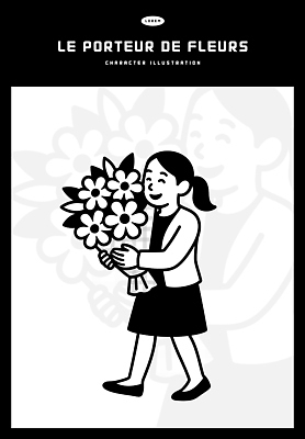 캐릭터 손 꽃 행복 감정 컬러 꽃다발 포즈 백그라운드 이동 일러스트 모션 웃음 소녀 상점 크기 꽃집 스타일 국내일러스트 AI파일 식물 여자 어린이 컨셉 표정 신체부위 파일형식 벡터