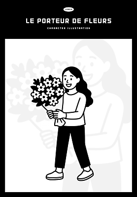 캐릭터 손 디자인 여자 꽃 행복 감정 꽃다발 포즈 백그라운드 일러스트 웃음 그리기 소중 그림 작품 감성 단순화된 국내일러스트 AI파일 식물 컨셉 모션 표정 미술 사람 신체부위 파일형식 벡터