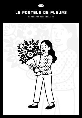 나무 식물 캐릭터 꽃 감정 예술 꽃다발 백그라운드 일러스트 모션 흑백 웃음 사람 소녀 표현 국내일러스트 AI파일 여자 어린이 촬영기법 표정 파일형식 벡터