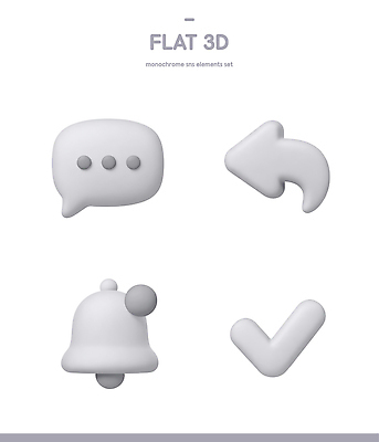 PSD 아이콘 디자인 화살표 말풍선 그래픽 세트 3D아이콘 3D 모던 심플 소셜네트워크 디지털합성 파일형식