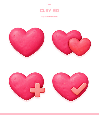 PSD 편집이미지 기호 디자인 컬러 장식 조형물 도구 하트 표현 크기 공예 그림 만들기 점토 수공예 창의성 편집3D 모양 문자 모션 미술 취미 3D 파일형식