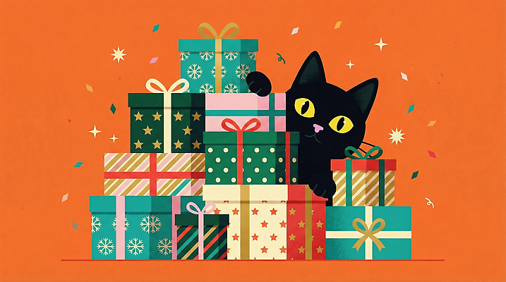 JPG 동물 캐릭터 컬러 백그라운드 크리스마스 무늬 일러스트 장난 주택 아이디어 선물 장식 반려동물 상자 귀여움 축제 주황색 고양이 즐거움 놀기 국내일러스트 기념일 감정 컨셉 포유류 모션 건물 파일형식