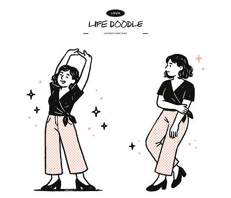 손 디자인 여자 패션 감정 포즈 일러스트 흑백 사람 상반신 일상 앞모습 표현 관찰 그림 드로잉 스타일 국내일러스트 AI파일 뷰포인트 모션 촬영기법 미술 라이프 신체부위 파일형식 벡터