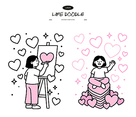 캐릭터 손 디자인 행복 예술 분홍색 일러스트 도안 응원 모션 흑백 사랑 미소 사람 상자 심장 표현 그림 캔버스 창작 국내일러스트 AI파일 감정 컬러 촬영기법 표정 신체부위 장기_의학 파일형식 벡터