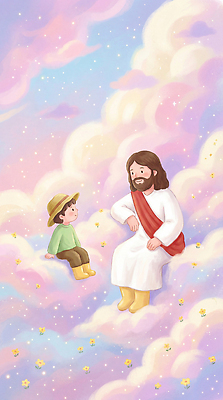 JPG 행복 종교 어린이 일러스트 상상 하늘 동화 이야기 대화 성경 꿈 예수 신비 그림 흰옷 환상 국내일러스트 옷 감정 컨셉 종교용품 말하기 사람 신_종교 파일형식