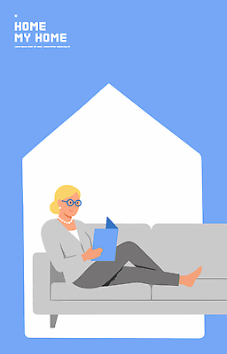 헤어스타일 백그라운드 일러스트 모션 주택 실내 사람 취미 생활 책 인테리어 소파 독서 편안함 국내일러스트 AI파일 디자인 의자 내부 건물 감각 파일형식 벡터