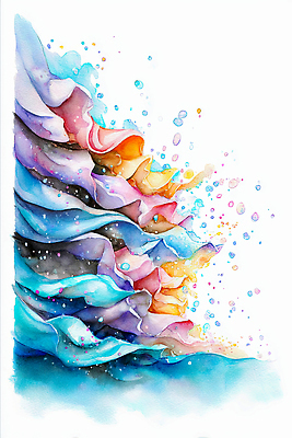 JPG 모양 디자인 감정 물결 예술 분홍색 컬러 백그라운드 일러스트 수채화 초록색 파란색 주황색 물방울 표현 그림 예술가 색채 창의성 국내일러스트 AI일러스트 AI콘텐츠 파일형식