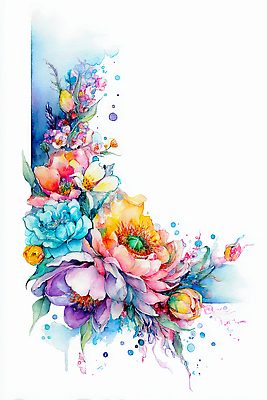 JPG 식물 디자인 꽃 예술 컬러 일러스트 자연 페인팅 수채화 회화 미술 장식 화려 모서리 조화 뷰티풀 생동감 창의성 국내일러스트 AI일러스트 AI콘텐츠 컨셉 문화예술 말하기 생태계 파일형식