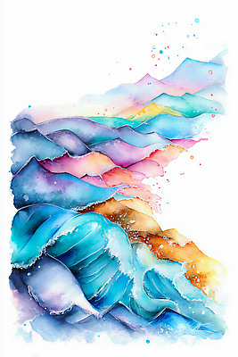 JPG 디자인 물결 예술 파도 바다 컬러 패턴 일러스트 자연 하늘 수채화 산 창조 풍경 그래픽 흐름 작품 조화 뷰티풀 색채 국내일러스트 AI일러스트 AI콘텐츠 컨셉 무늬 미술 생태계 파일형식