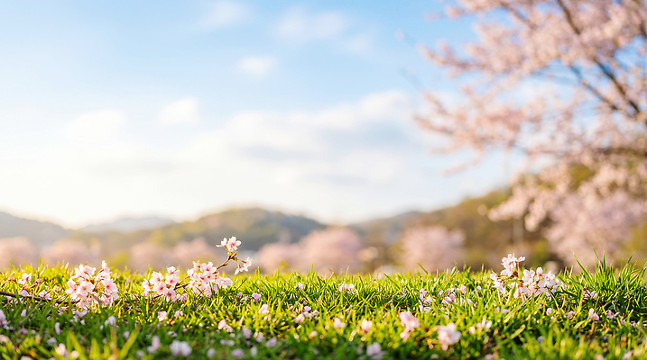 JPG 나무 편집이미지 계절 꽃 자연 하늘 풍경 잔디 파란색 햇빛 봄 벚꽃 언덕 편집실사 식물 컬러 태양 CG 생태계 파일형식