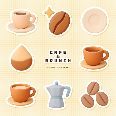 커피 음료 잔 컵 3D 상점 식사 디지털합성 파일형식 카페 브런치 커피잔 원두 물컵 디자인 그래픽 세트 백그라운드 스타일 편집3D PSD 편집이미지