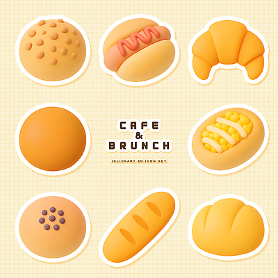 PSD 편집이미지 음식 빵 탁자 아침 디저트 사람 노란색 주황색 식사 카페 빵집 크루아상 점심 핫도그 편집3D 주간 컬러 가구 패스트푸드 3D 상점 파일형식