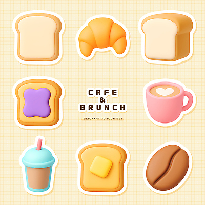 PSD 편집이미지 디자인 커피 음료 빵 컵 카페 잼 크루아상 식빵 브런치 토스트 버터 스타일 편집3D 식기 음식 3D 상점 식사 소스_음식 파일형식