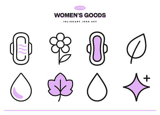 아이콘 디자인 꽃 예술 선 컬러 잎 건강 그래픽 물방울 위생 심볼 여성용품 편리함 생리대 2D아이콘 AI파일 식물 컨셉 오브젝트 파일형식 벡터