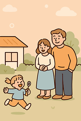 행복 어린이 일러스트 가족 모션 놀이 주택 웃음 풍경 여름 부모 소풍 정원 시간 비눗방울 즐거움 일과 국내일러스트 AI파일 계절 감정 관계 표정 사람 건물 야외활동 파일형식 벡터